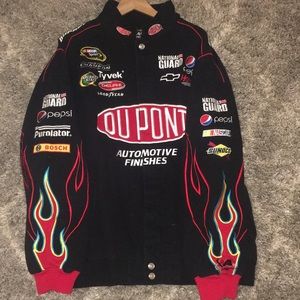 Race car jacket with flames